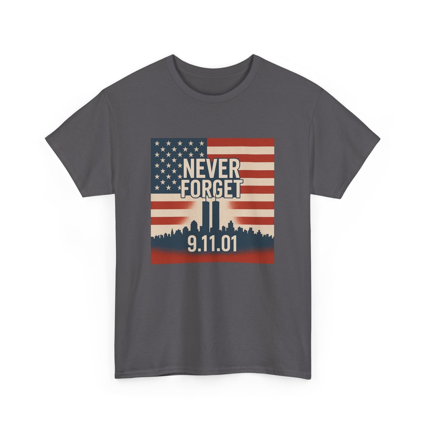 Never Forget 9/11 Unisex Heavy Cotton Tee | Memorial Shirt, Patriotic Apparel, Remembrance Tee, 9/11 Tribute, American Pride Shirt