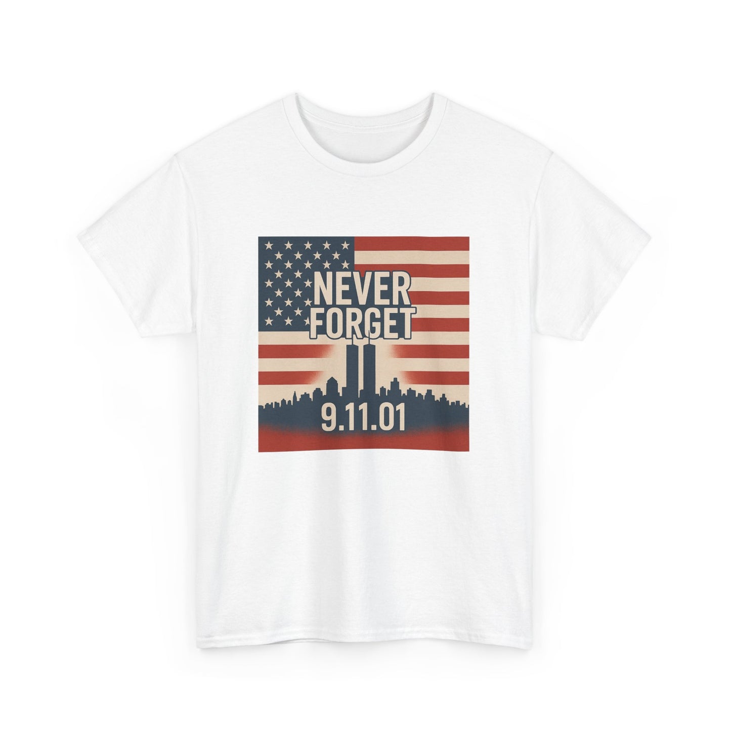 Never Forget 9/11 Unisex Heavy Cotton Tee | Memorial Shirt, Patriotic Apparel, Remembrance Tee, 9/11 Tribute, American Pride Shirt