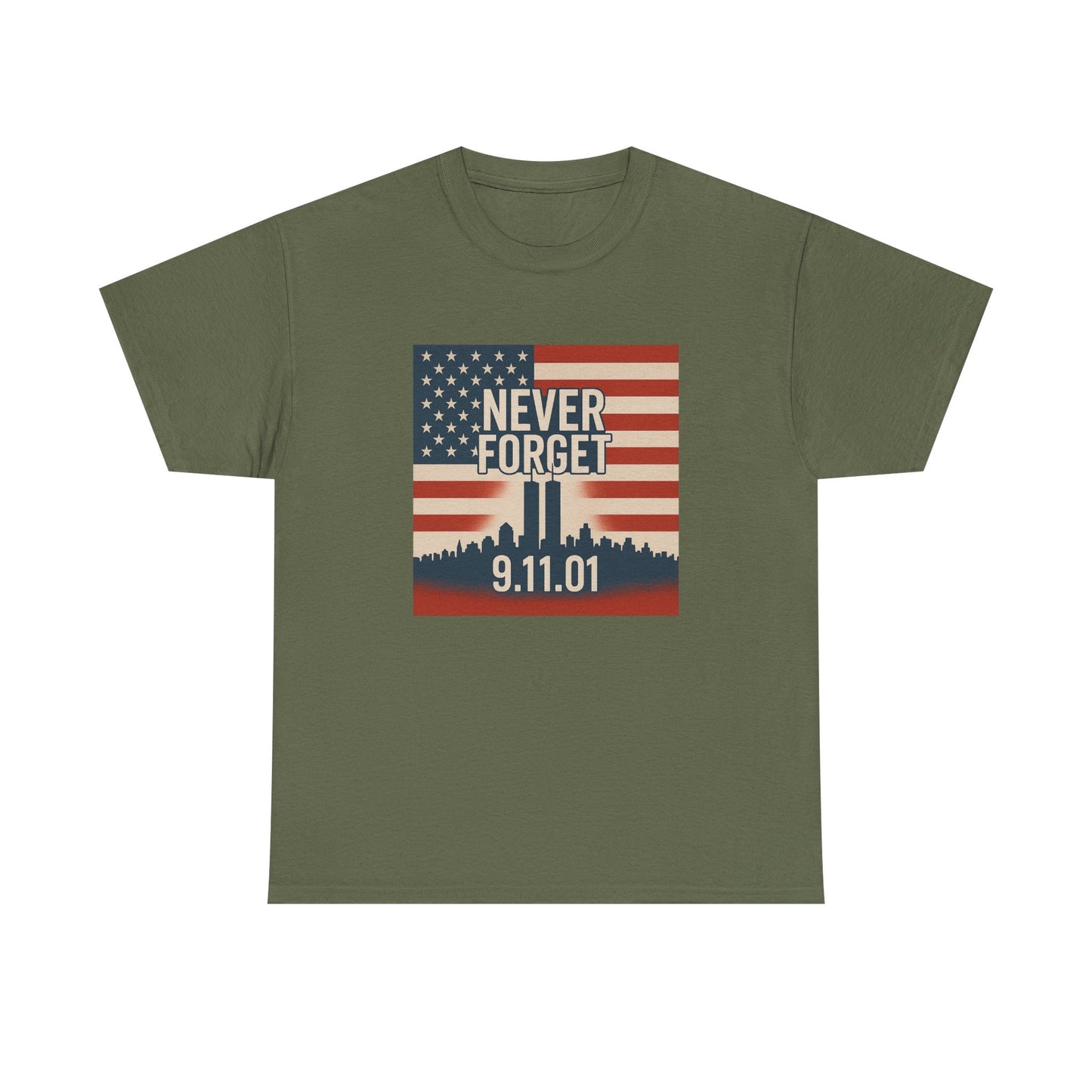 Never Forget 9/11 Unisex Heavy Cotton Tee | Memorial Shirt, Patriotic Apparel, Remembrance Tee, 9/11 Tribute, American Pride Shirt