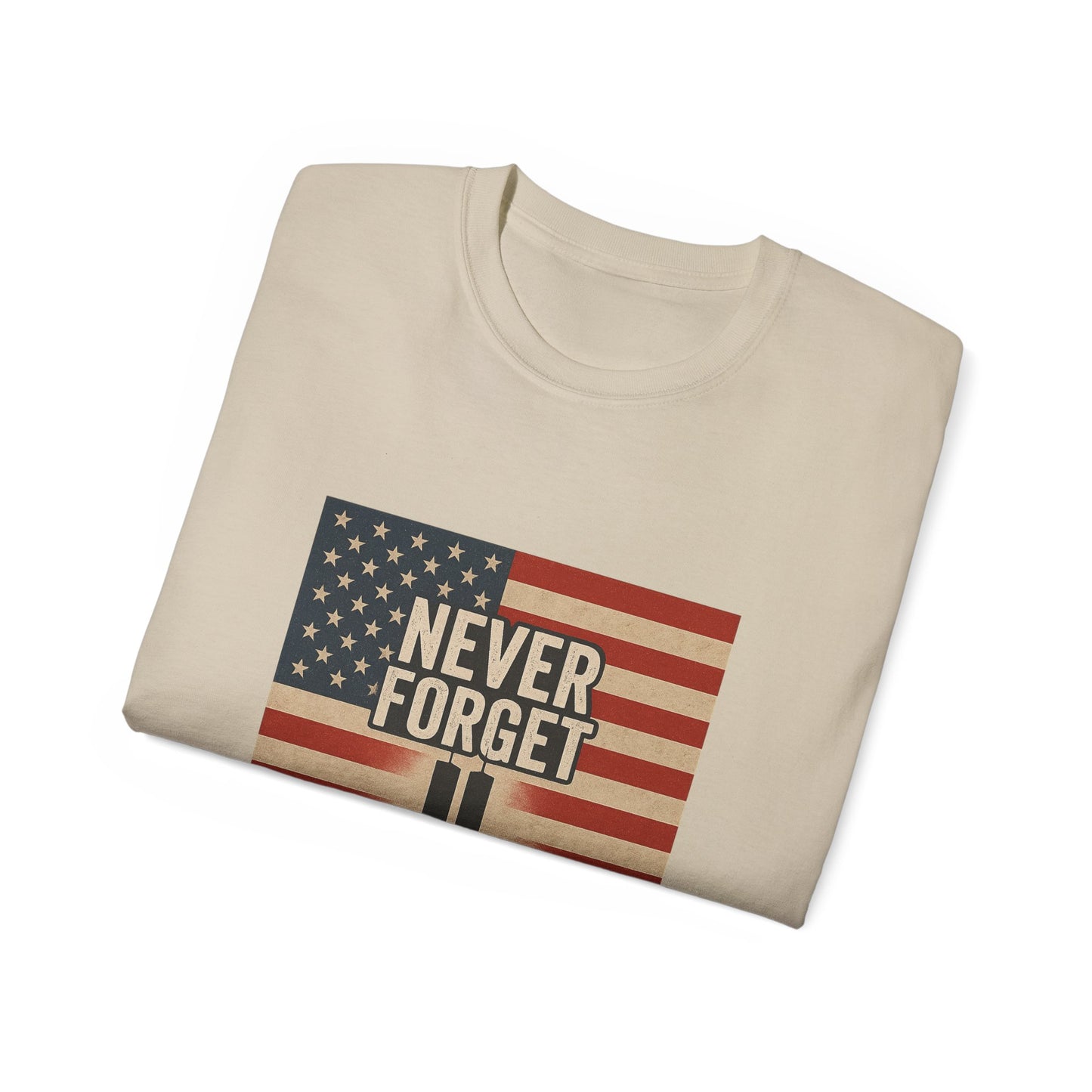 Memorial Tribute Tee, Never Forget 9/11 Shirt, Patriot Day, Commemorative T-Shirt, American Flag Design, Unisex Casual Wear