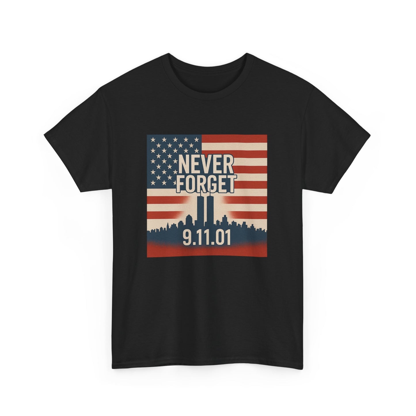 Never Forget 9/11 Unisex Heavy Cotton Tee | Memorial Shirt, Patriotic Apparel, Remembrance Tee, 9/11 Tribute, American Pride Shirt