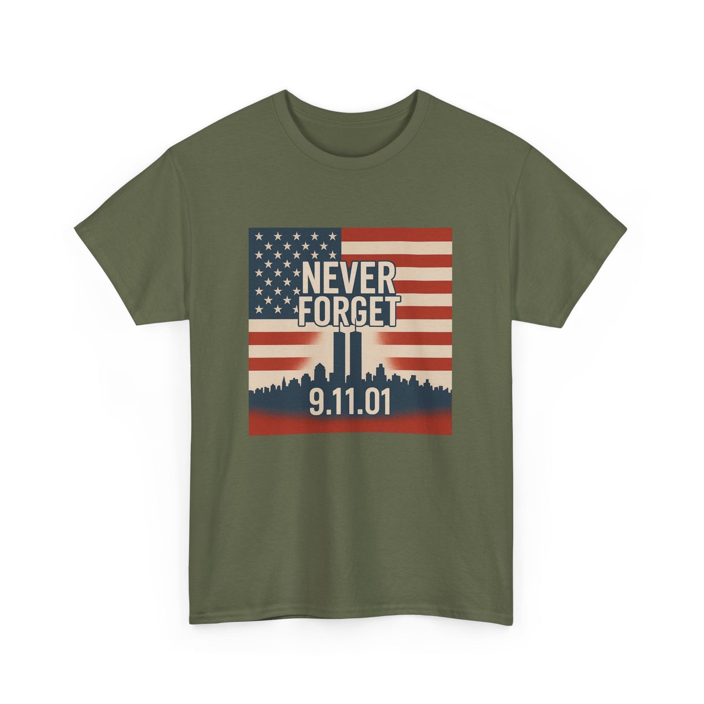Never Forget 9/11 Unisex Heavy Cotton Tee | Memorial Shirt, Patriotic Apparel, Remembrance Tee, 9/11 Tribute, American Pride Shirt