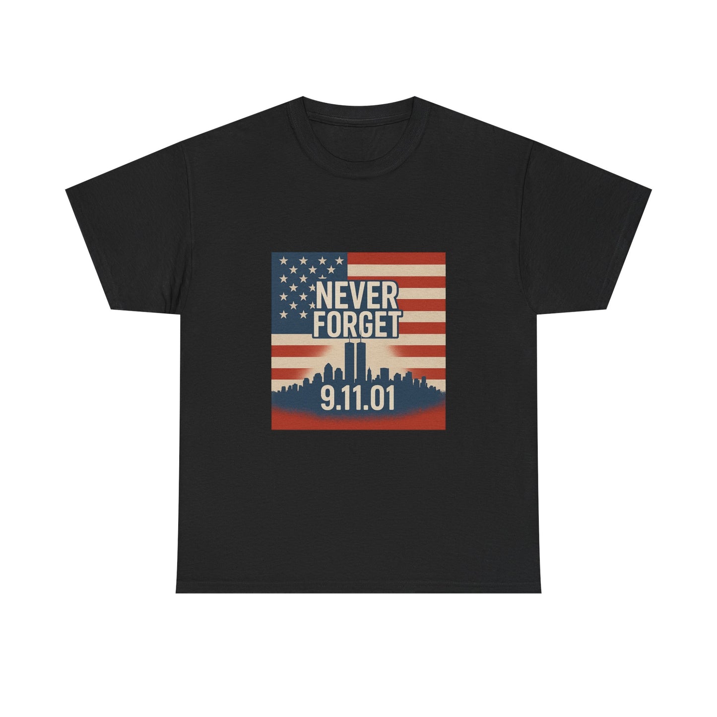9/11 Memorial T-Shirt | Unisex Heavy Cotton Tee, American Flag Tribute, Never Forget Commemoration, Remembrance Shirt, Patriotic Apparel