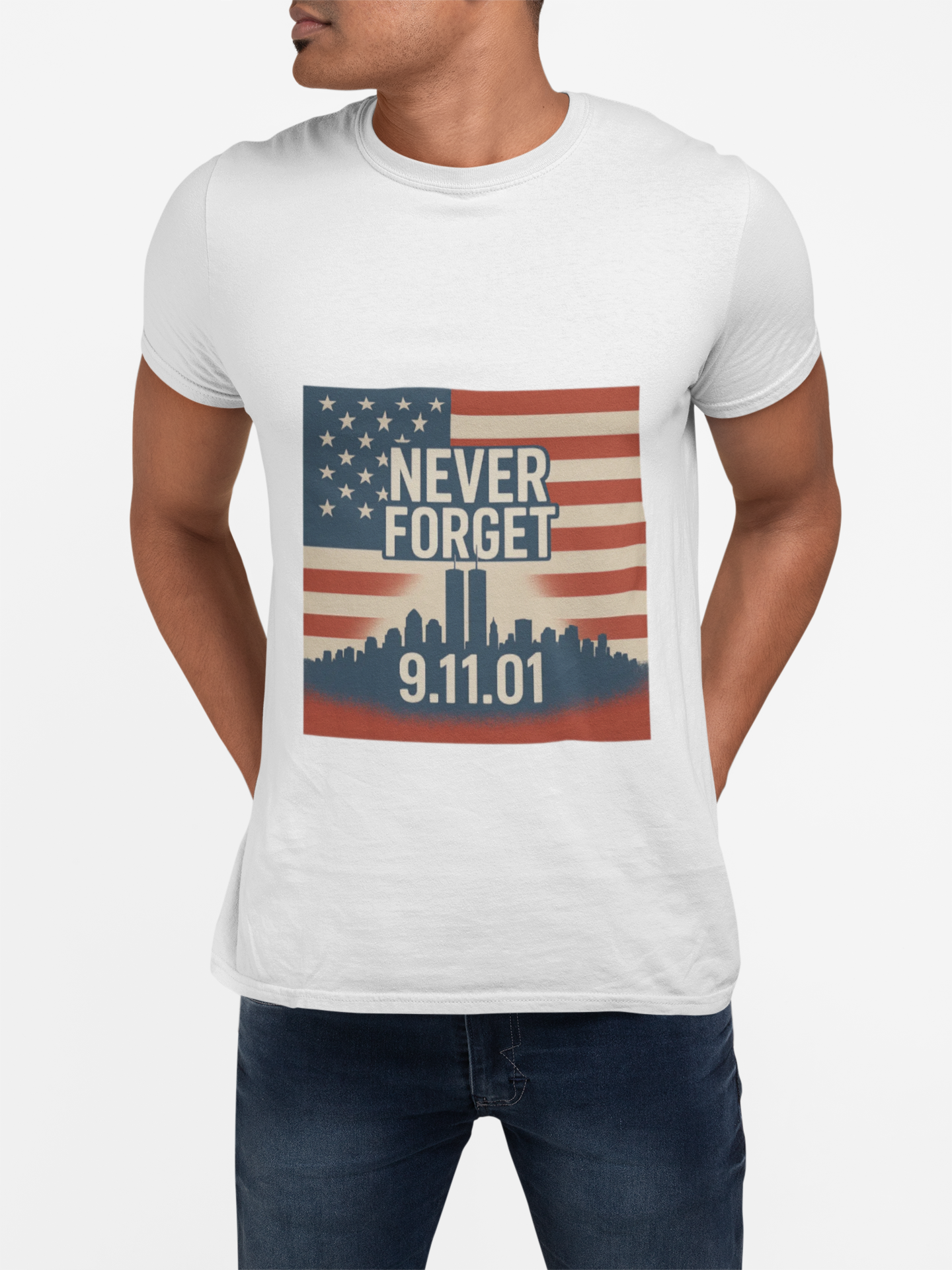 9/11 Memorial T-Shirt | Unisex Heavy Cotton Tee, American Flag Tribute, Never Forget Commemoration, Remembrance Shirt, Patriotic Apparel