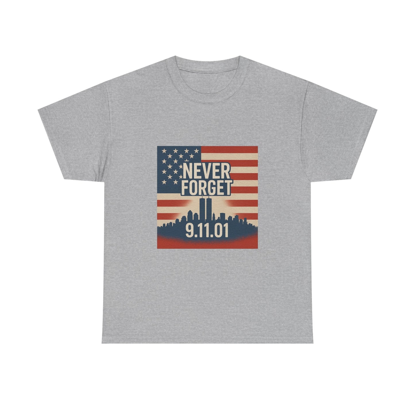 9/11 Memorial T-Shirt | Unisex Heavy Cotton Tee, American Flag Tribute, Never Forget Commemoration, Remembrance Shirt, Patriotic Apparel