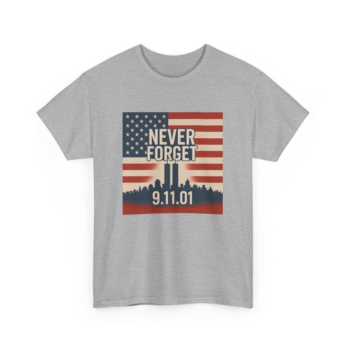 Never Forget 9/11 Unisex Heavy Cotton Tee | Memorial Shirt, Patriotic Apparel, Remembrance Tee, 9/11 Tribute, American Pride Shirt