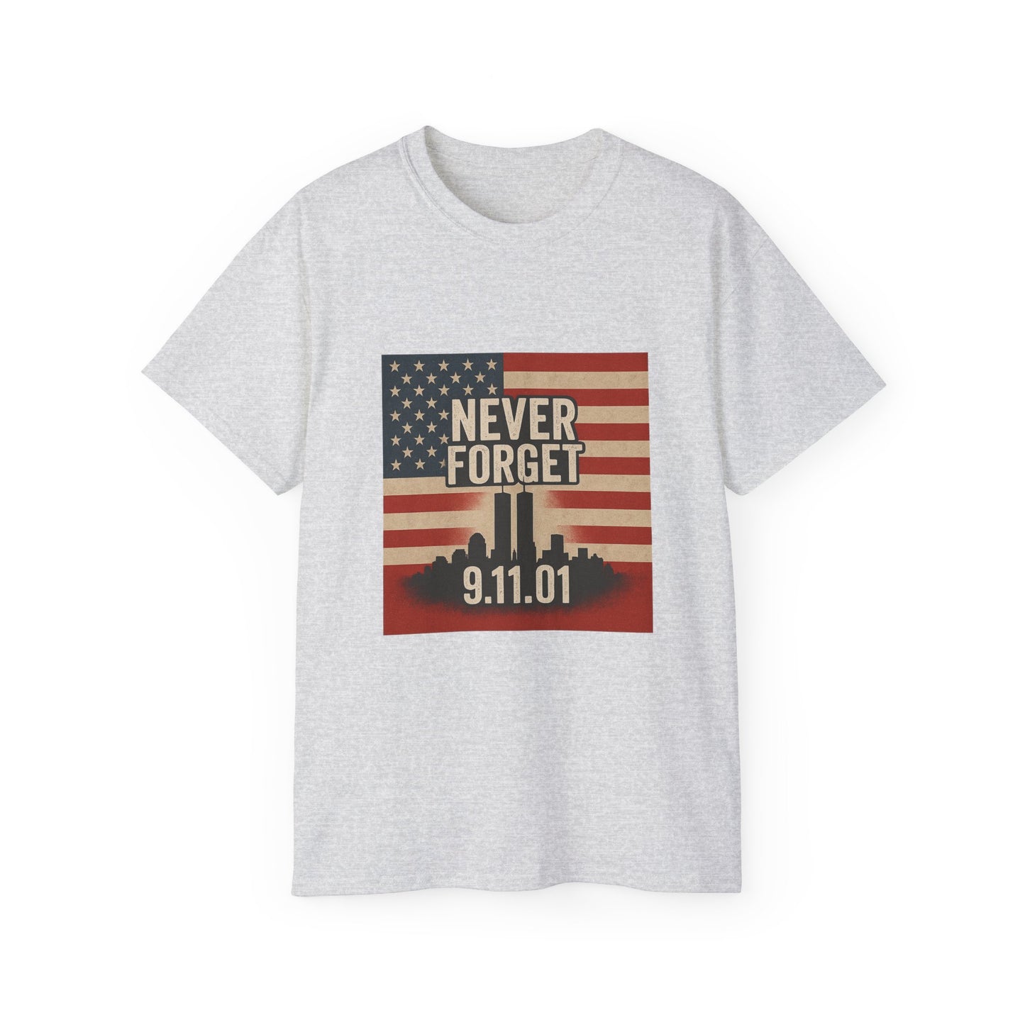 Memorial Tribute Tee, Never Forget 9/11 Shirt, Patriot Day, Commemorative T-Shirt, American Flag Design, Unisex Casual Wear