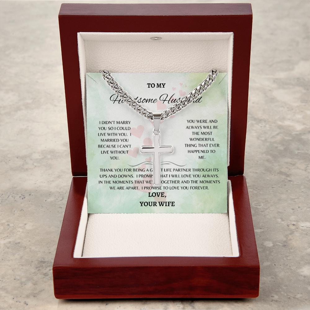 Beautiful Men's Link Chain with Artisan Cross